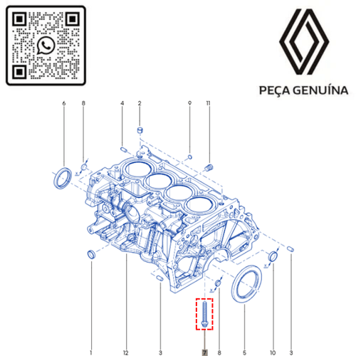 RN 3ED00A 12293ED00A PARAFUSO DO MANCAL DO VIRABREQUIM 1.3 16V H5H DUSOROCAP x1 3